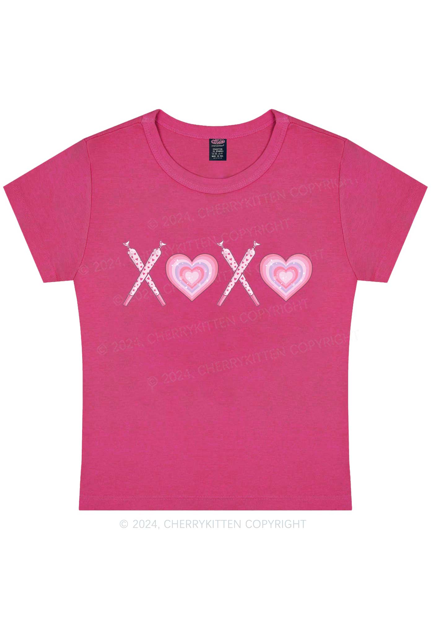 XOXO Heart Y2K Valentine's Day Baby Tee Cherrykitten