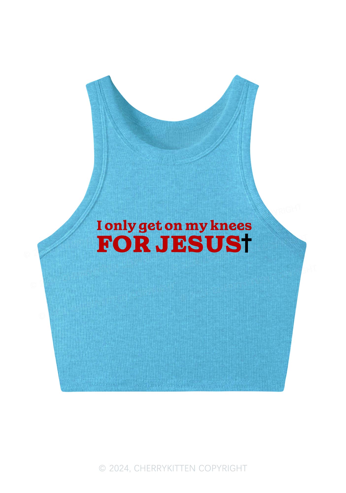 Get On Knees For Jesus Y2K Crop Tank Top Cherrykitten