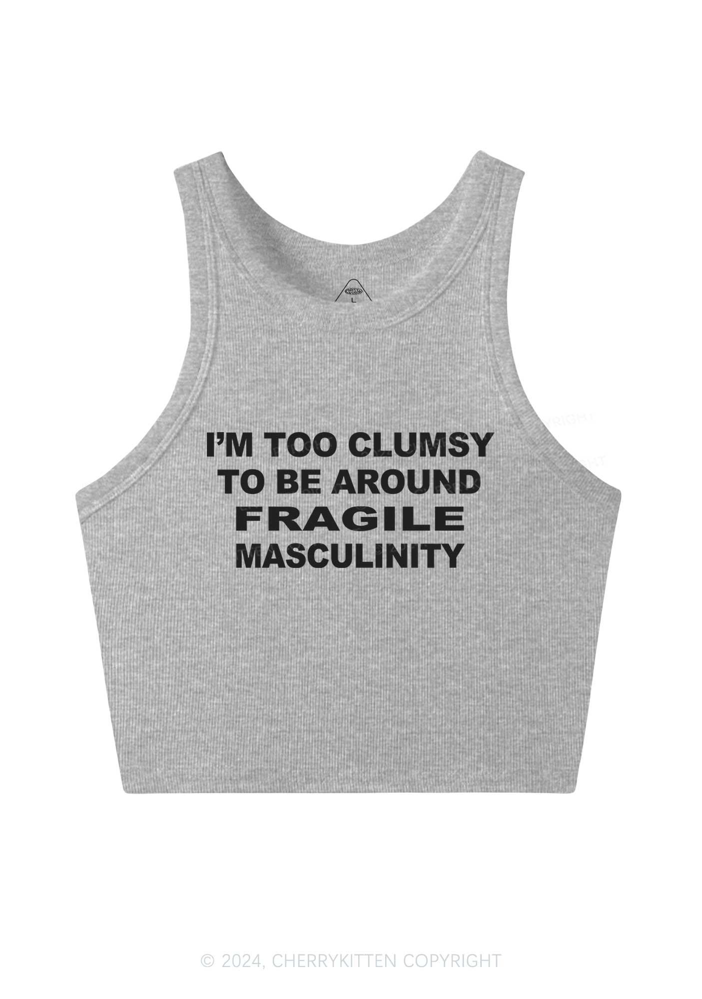 I'm Too Clumsy Y2K Crop Tank Top Cherrykitten