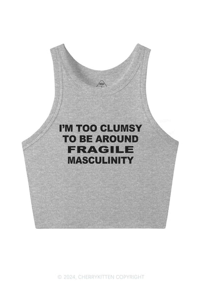 I'm Too Clumsy Y2K Crop Tank Top Cherrykitten