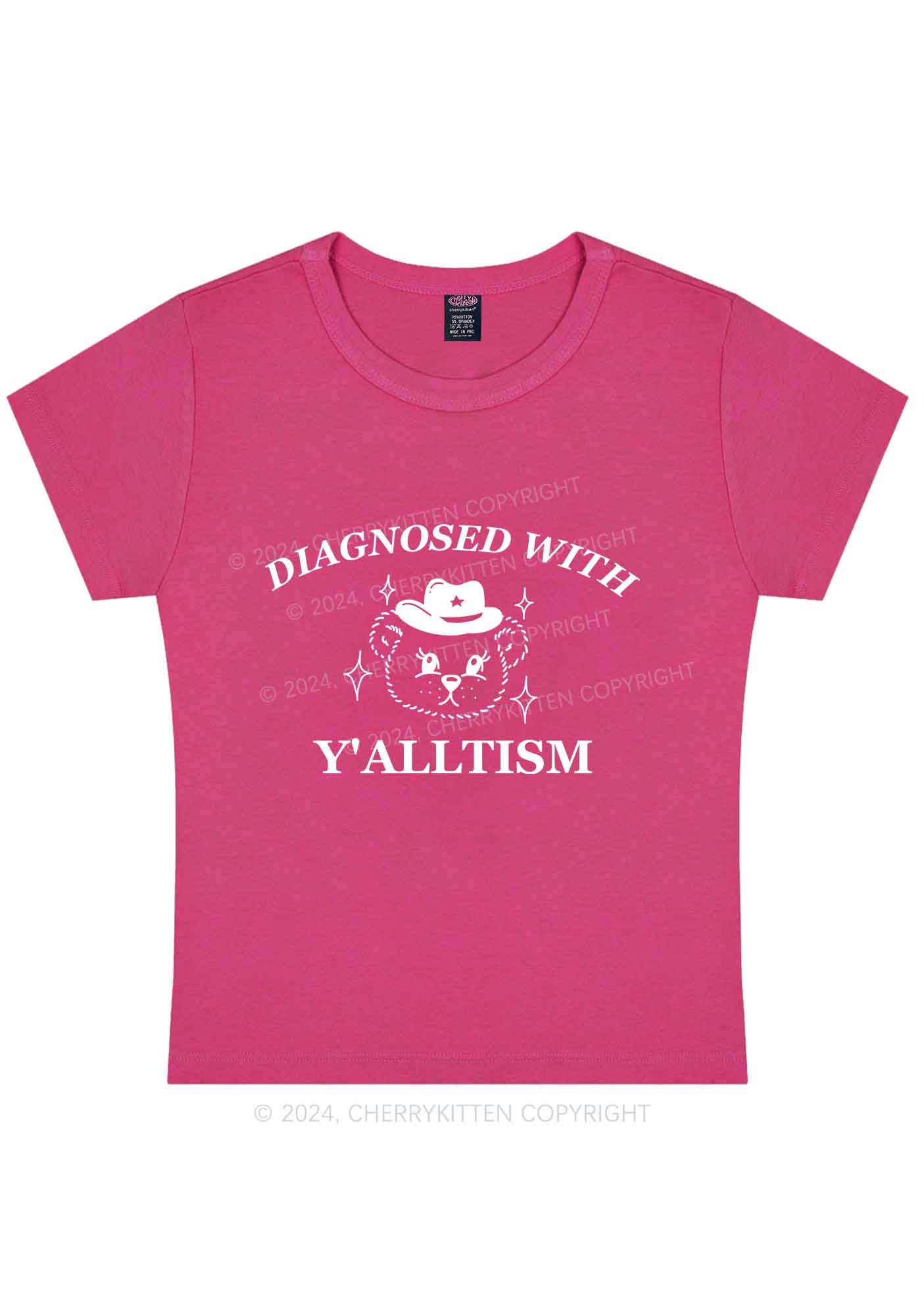 Diagnosed With Y'alltism Y2K Baby Tee Cherrykitten