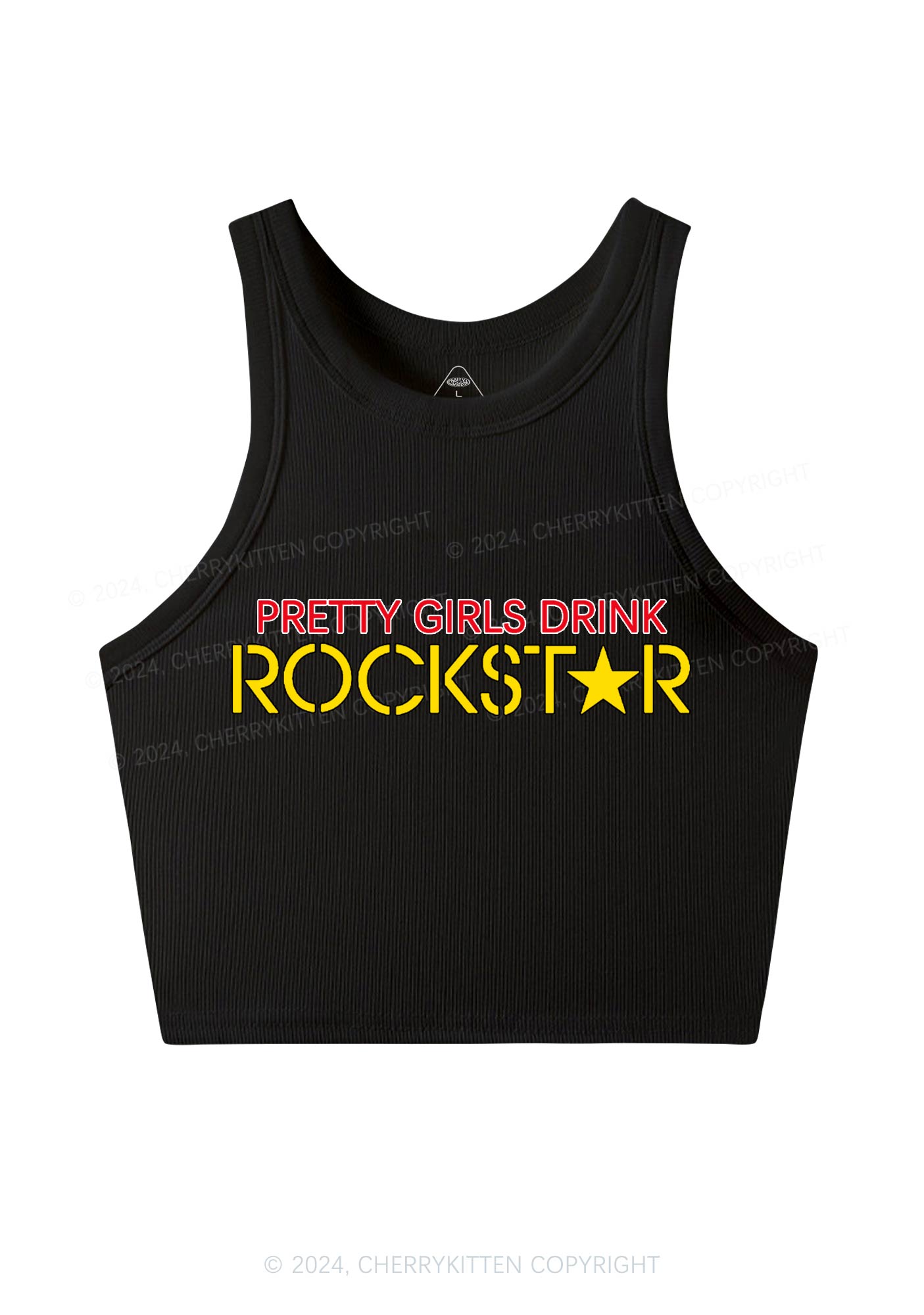 Pretty Girls Drink Rockstar Y2K Crop Tank Top Cherrykitten