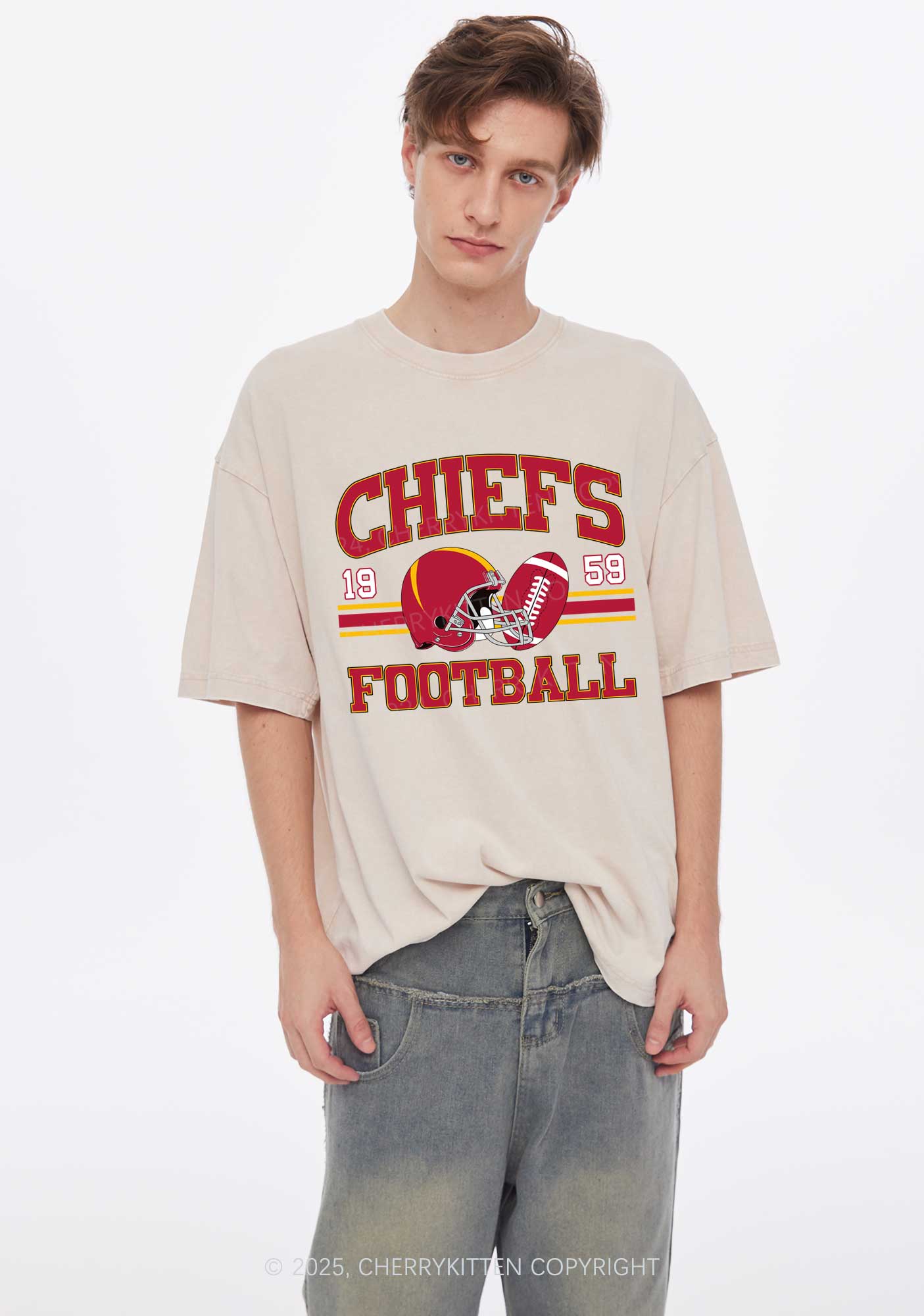 Custom Football Team Y2K Super Bowl Washed Tee Cherrykitten