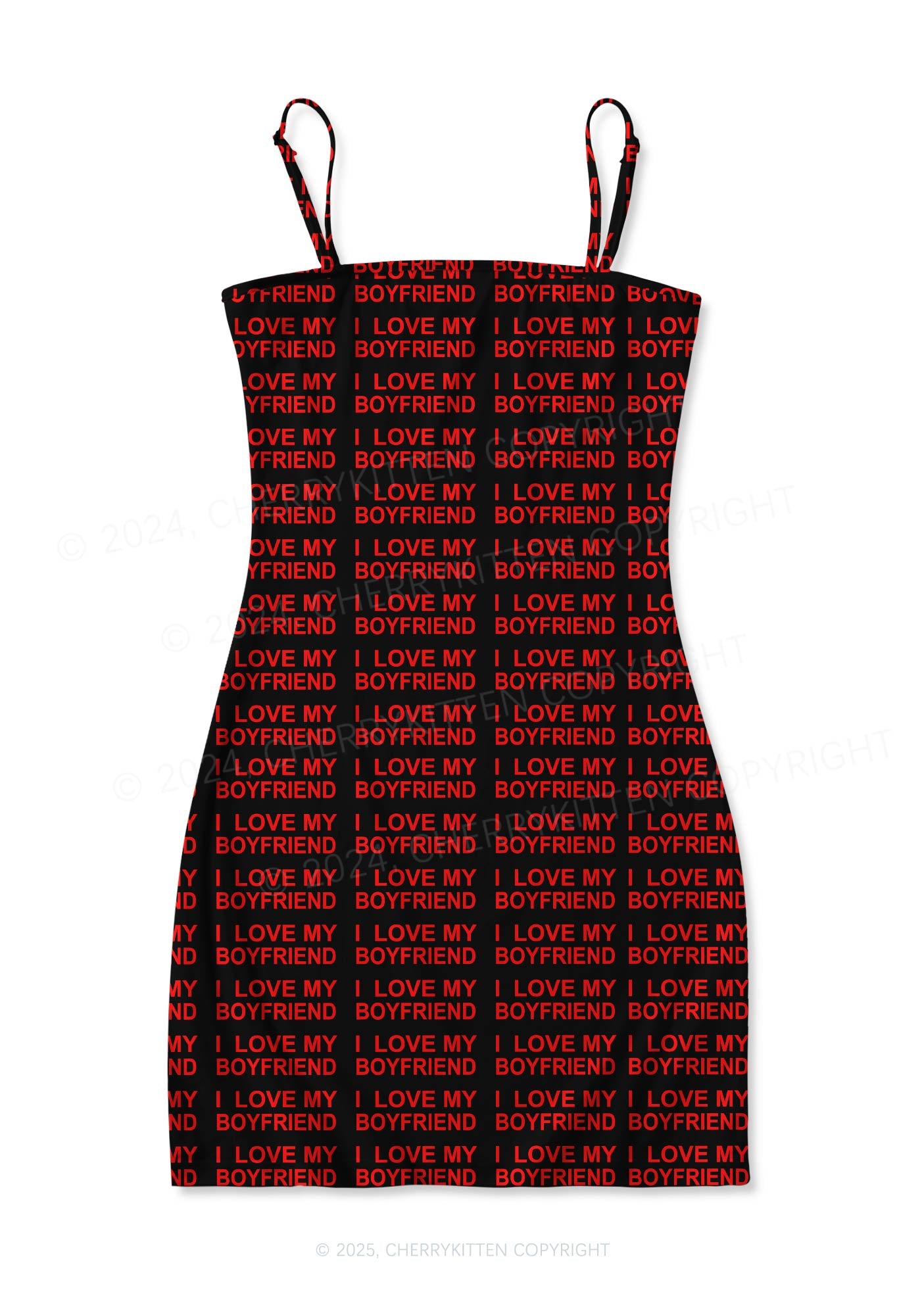 I Love My Boyfriend Y2K Print Slip Dress Cherrykitten