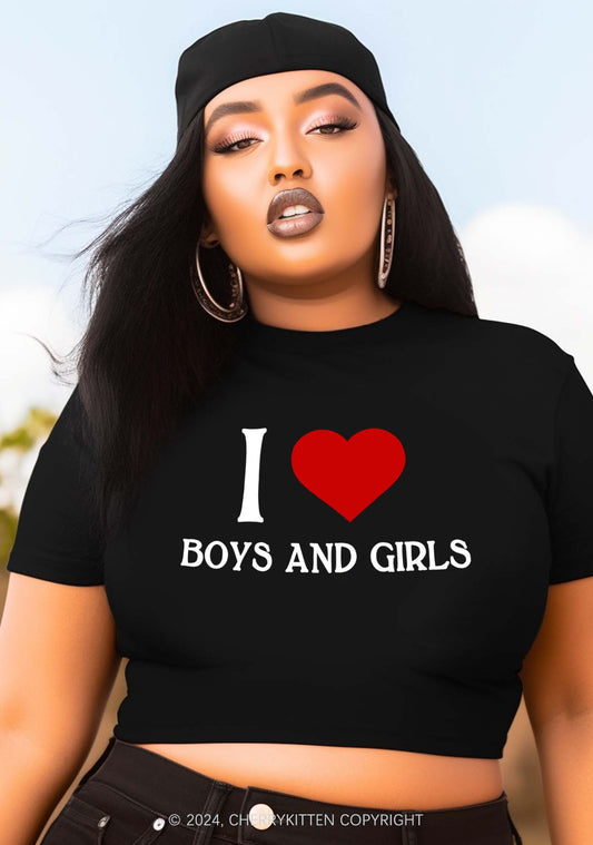 Curvy I Love Boys and Girls Y2K Baby Tee Cherrykitten