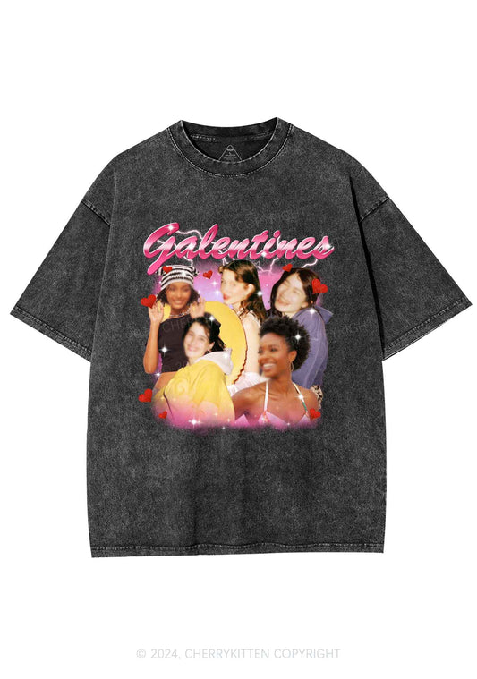 Galentines Custom Portrait Y2K Valentine's Day Washed Tee Cherrykitten