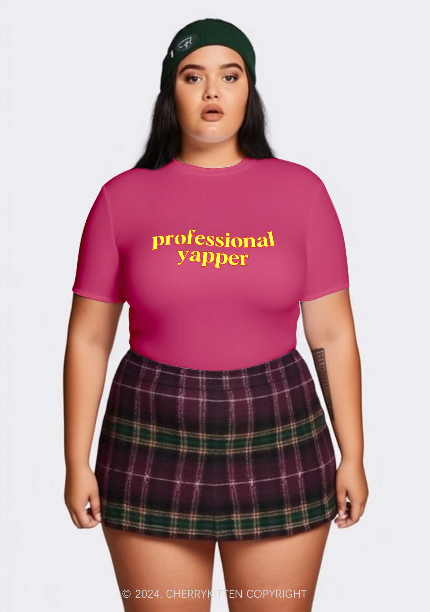 Curvy Professional Yapper Y2K Baby Tee Cherrykitten