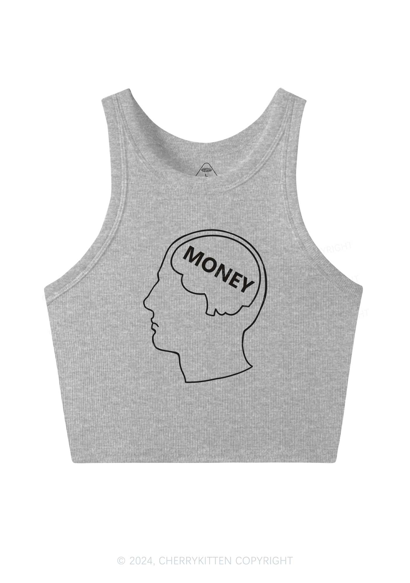 Money Mind Y2K Crop Tank Top Cherrykitten