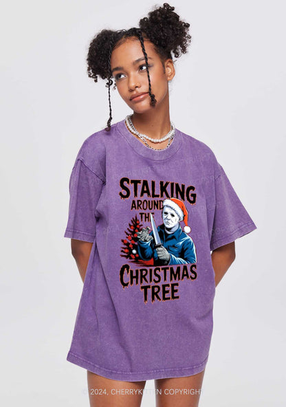 Stalking Around Christmas Tree Y2K Washed Tee Cherrykitten