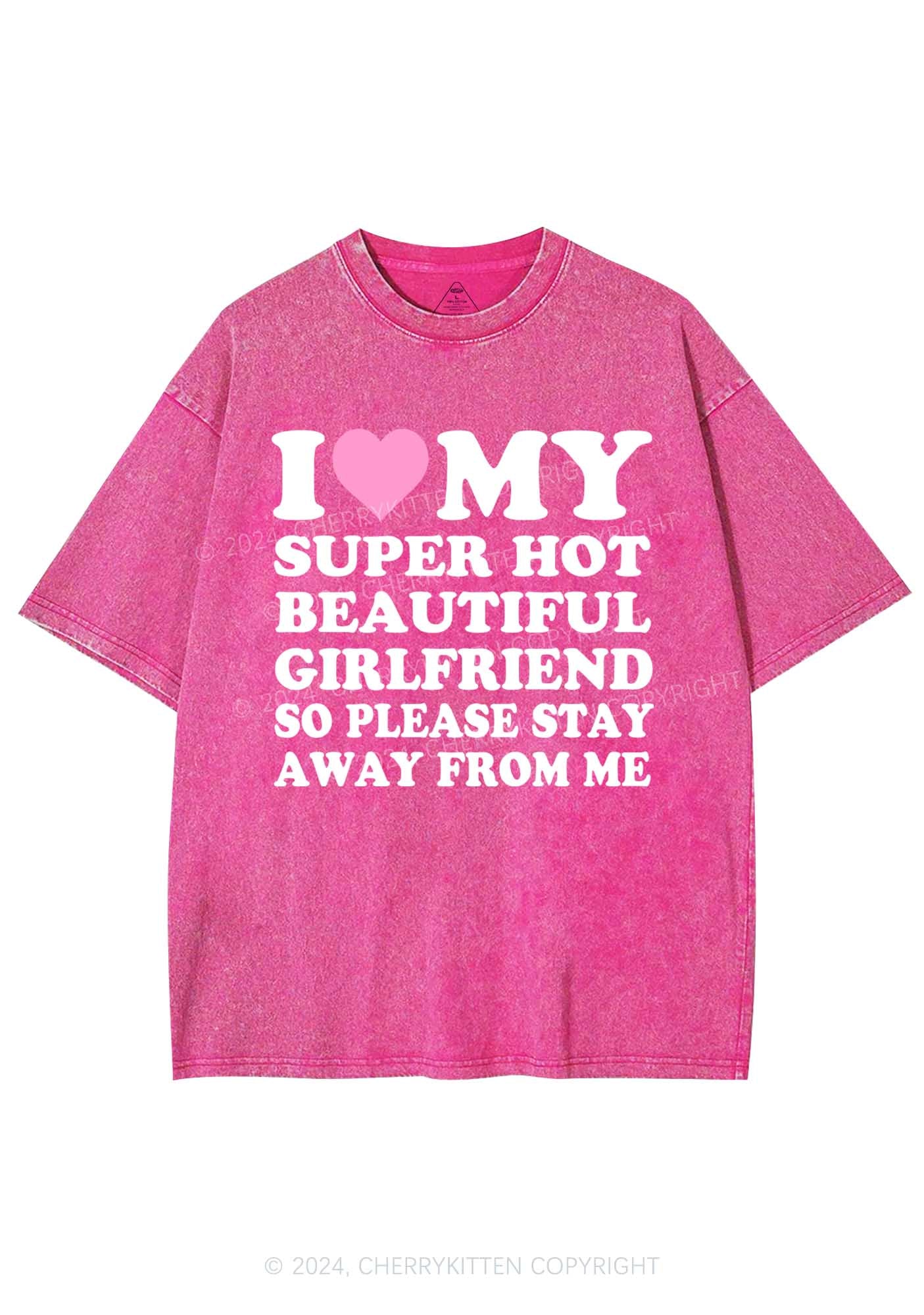 Love My Hot Girlfriend Y2K Valentine's Day Washed Tee Cherrykitten