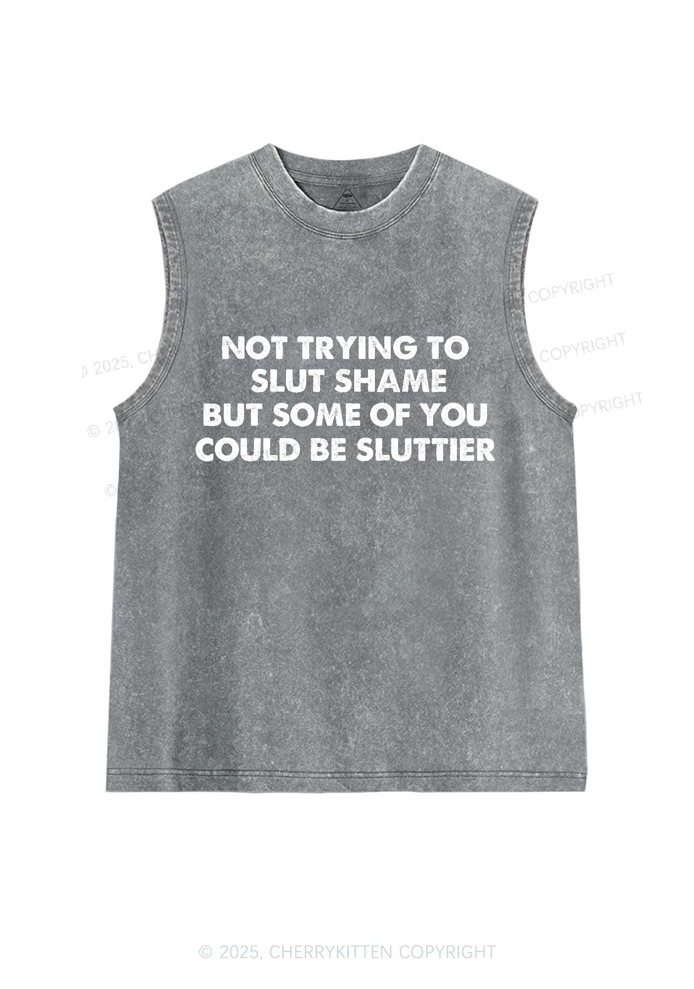 Not Trying To Slxt Shame Y2K Washed Tank Cherrykitten