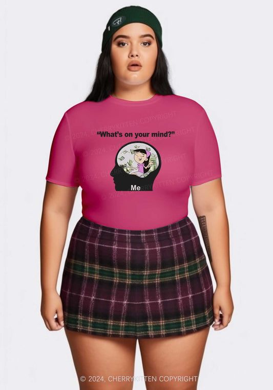 Curvy What's On Your Mind Y2K Baby Tee Cherrykitten