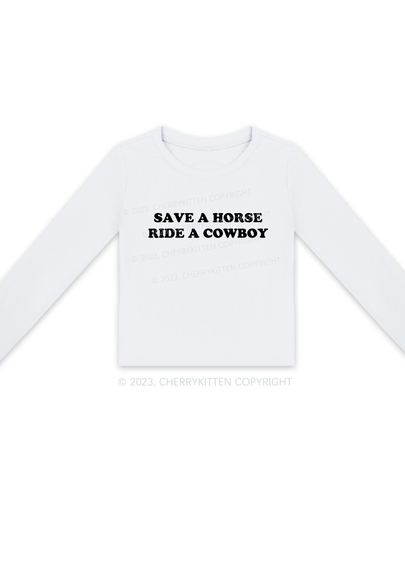 Save A Horse Y2K Long Sleeve Crop Top Cherrykitten