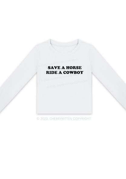 Save A Horse Y2K Long Sleeve Crop Top Cherrykitten