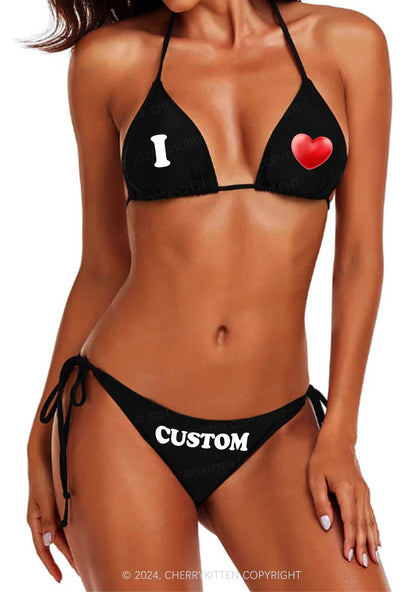 I Love Custom Y2K Halter Triangle Bikini Set Cherrykitten