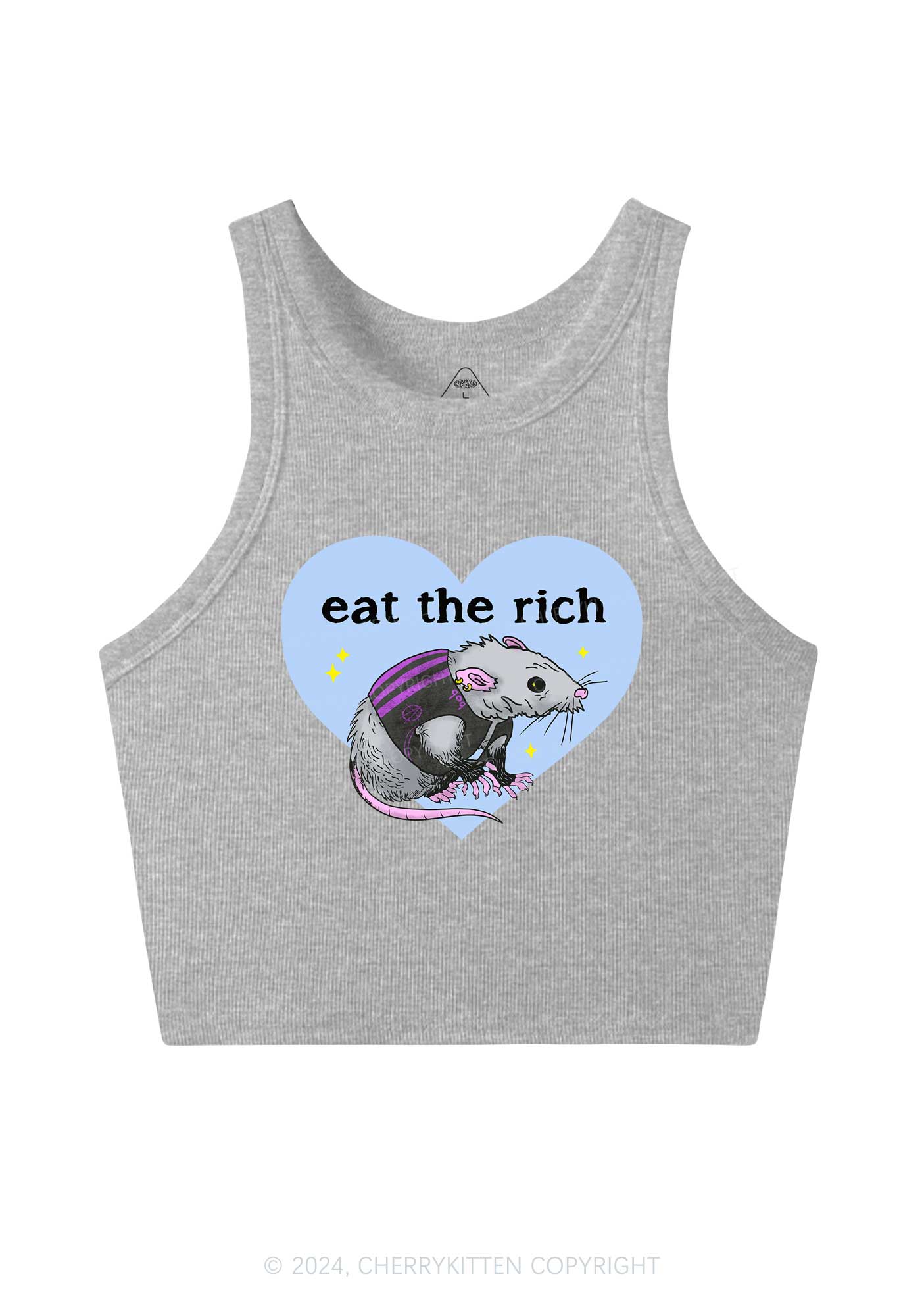 Eat The Rich Rat Y2K Crop Tank Top Cherrykitten