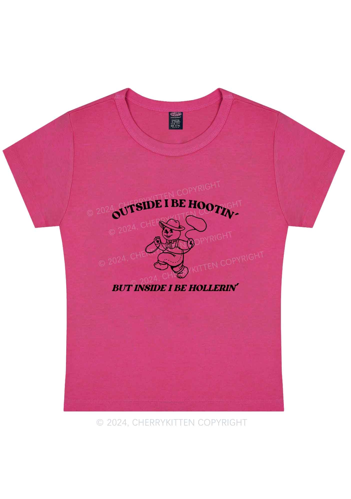 Outside I Be Hootin' Y2K Baby Tee Cherrykitten