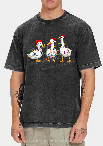 Christmas Santa Duck Y2K Washed Tee Cherrykitten