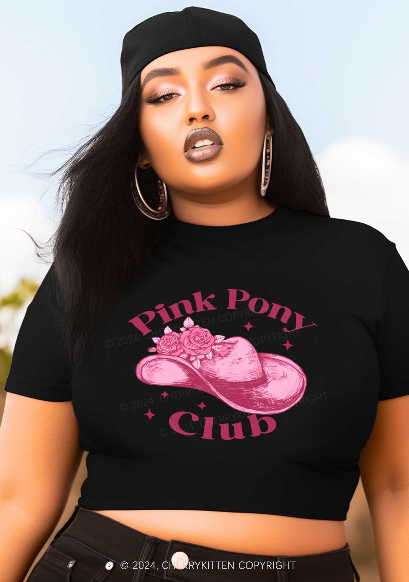 Curvy Pink Pony Club Y2K Baby Tee Cherrykitten