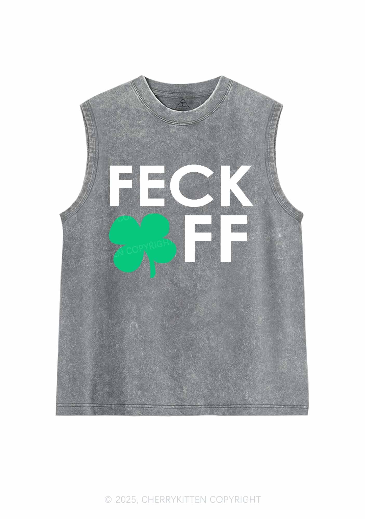 Feck Off St Patricks Y2K Washed Tank Cherrykitten