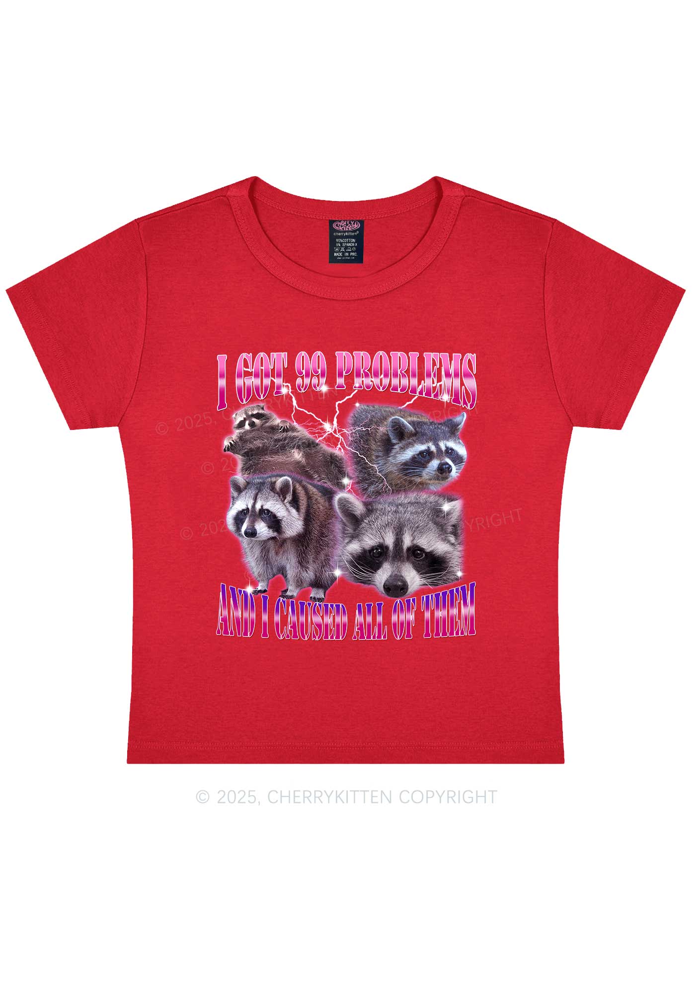 Raccoon Got Problems Y2K Baby Tee Cherrykitten