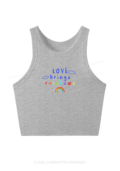 Love Brings Rainbows Y2K Crop Tank Top Cherrykitten