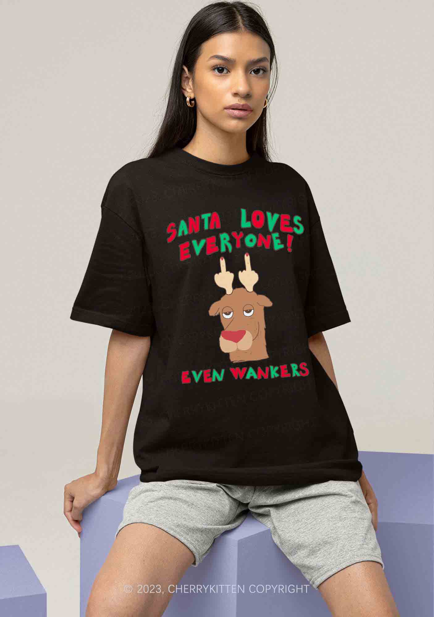 Santa Loves Everyone Christmas Y2K Chunky Shirt Cherrykitten