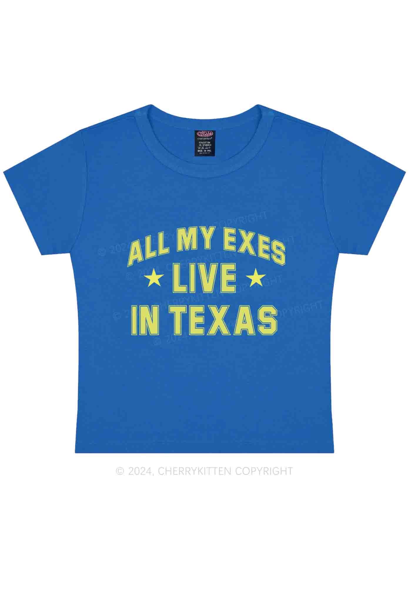 Custom My Exes Live In Texas Y2K Baby Tee Cherrykitten