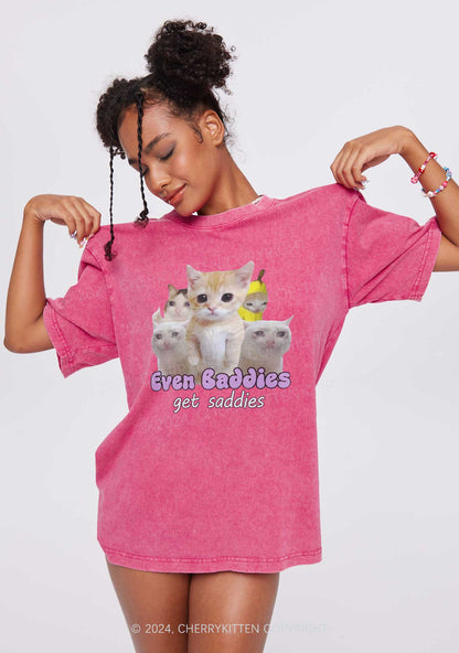 Saddies Five Cats Y2K Washed Tee Cherrykitten