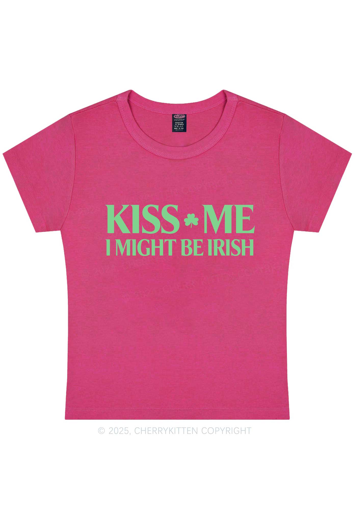 Kiss Me St Patricks Y2K Baby Tee Cherrykitten