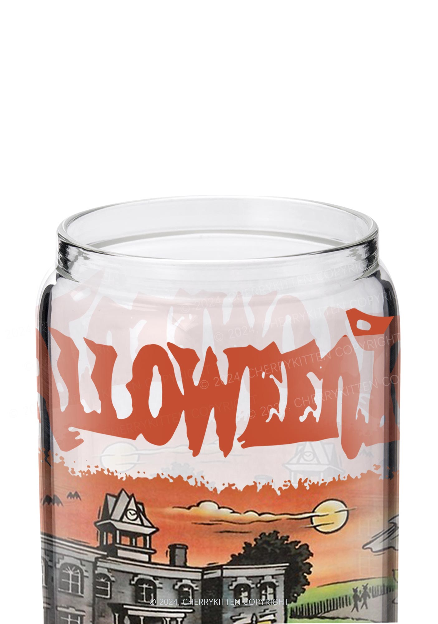 Halloween Town Y2K Printed Glass Cup Cherrykitten