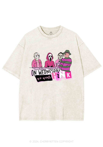 Halloween On Wednesday We Wear Pink Y2K Washed Tee Cherrykitten