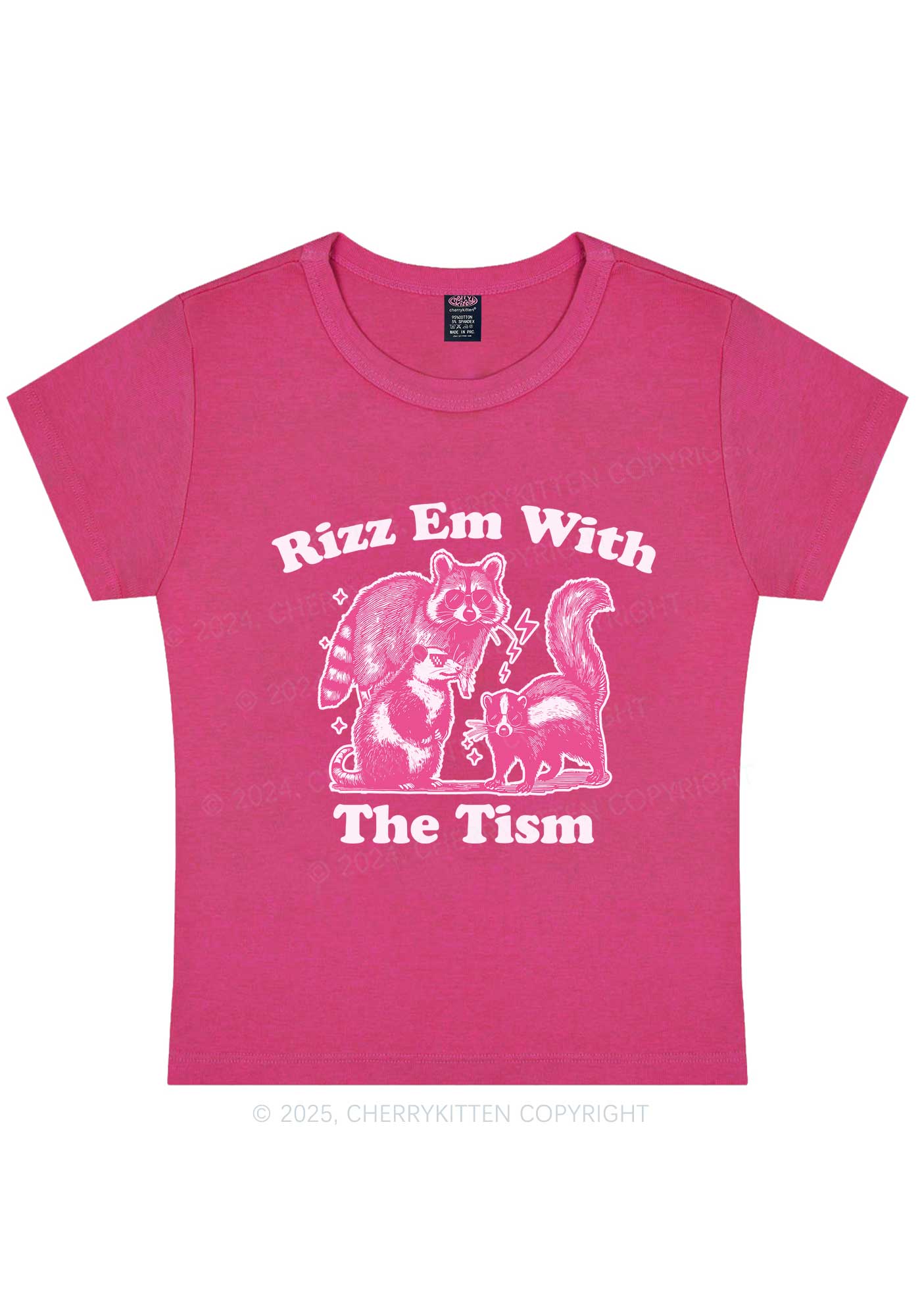 Rizz Em The Tism Y2K Baby Tee Cherrykitten