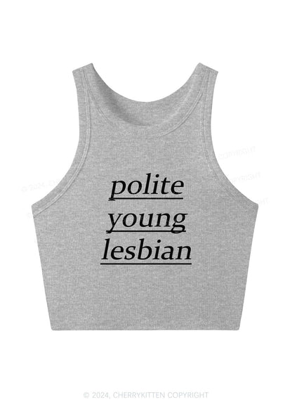 Polite Young Lesbian Y2K Crop Tank Top Cherrykitten