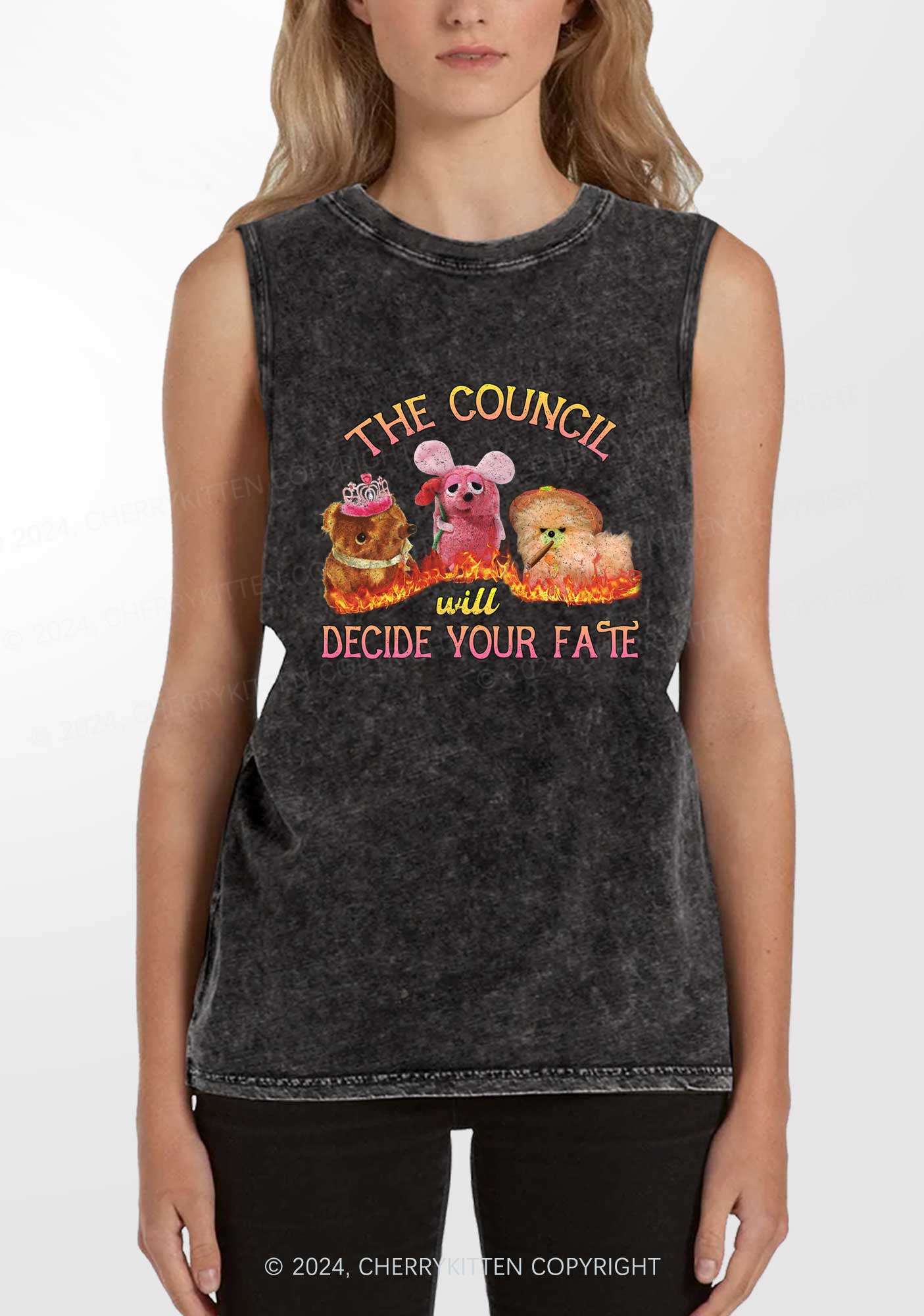 Council Decide Your Fate Y2K Washed Tank Cherrykitten