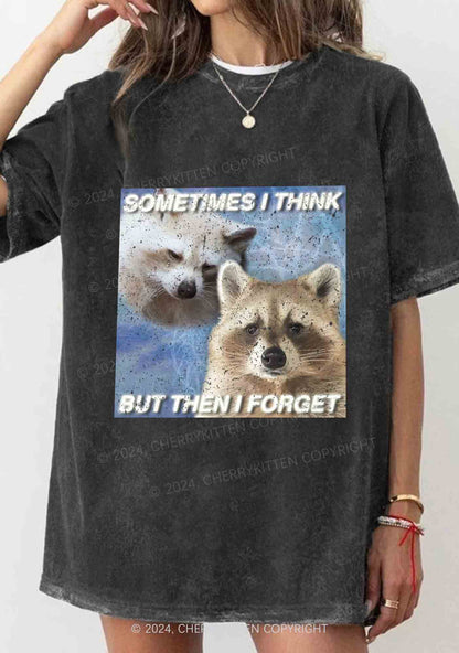 Raccoon Sometimes Think Y2K Washed Tee Cherrykitten