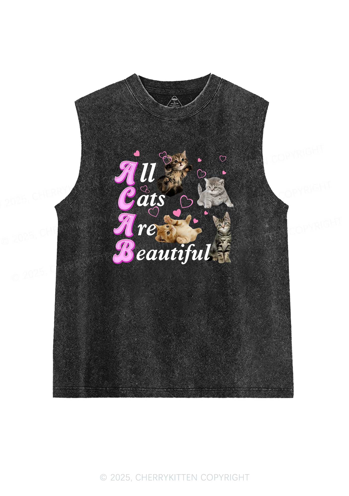 All Cats Are Beautiful Y2K Washed Tank Cherrykitten