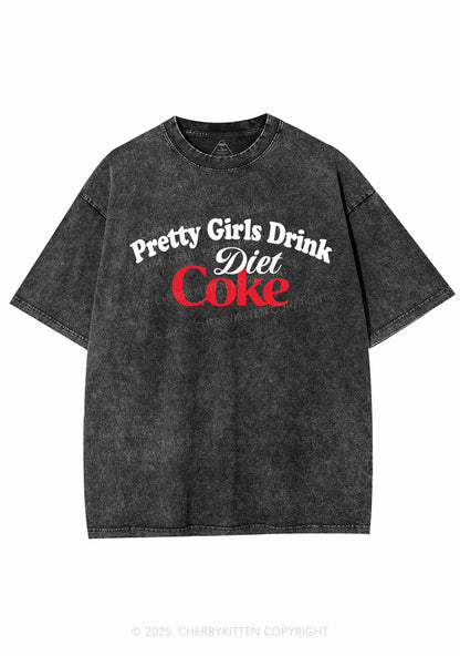 Pretty Girls Drink Diet Coke Y2K Washed Tee Cherrykitten