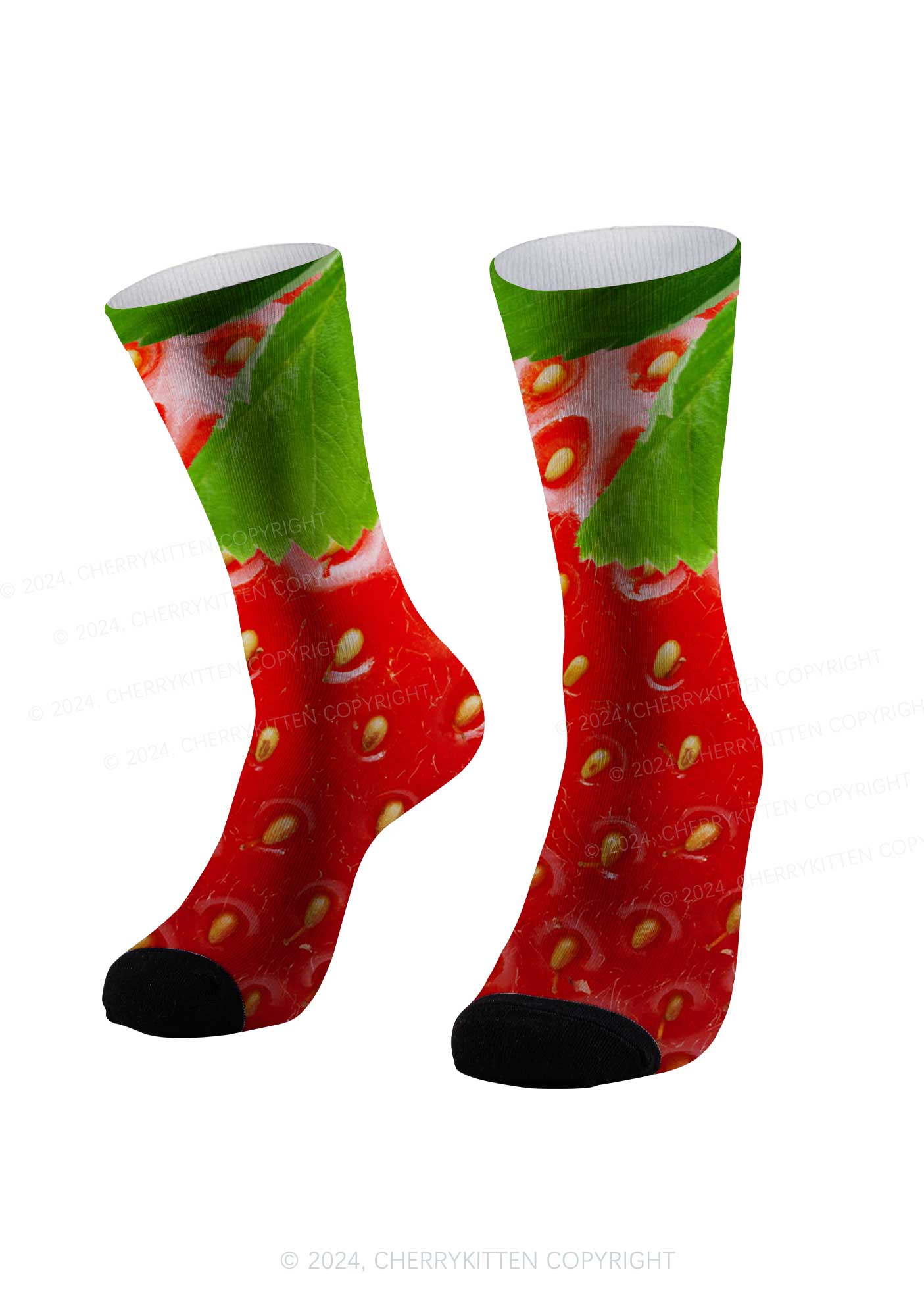 Strawberry Flesh Y2K Digital Printed Socks Cherrykitten