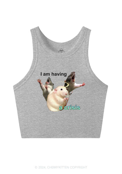 I Am Having Crisis Y2K Crop Tank Top Cherrykitten