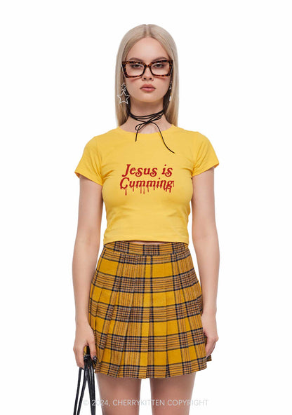 Jesus Is Cumming Y2K Baby Tee Cherrykitten