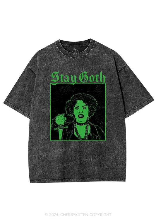 Halloween Stay Goth Y2K Washed Tee Cherrykitten