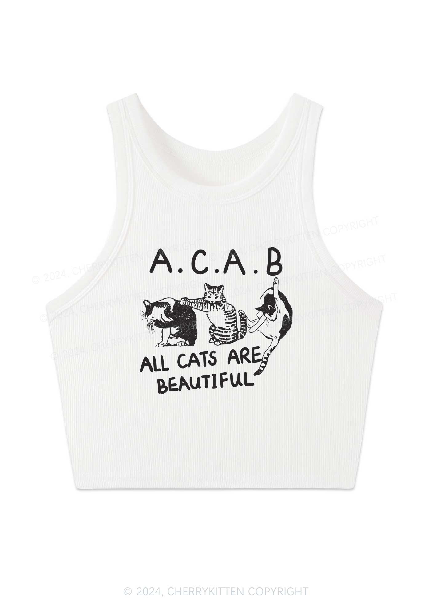 ACAB Cats Y2K Crop Tank Top Cherrykitten