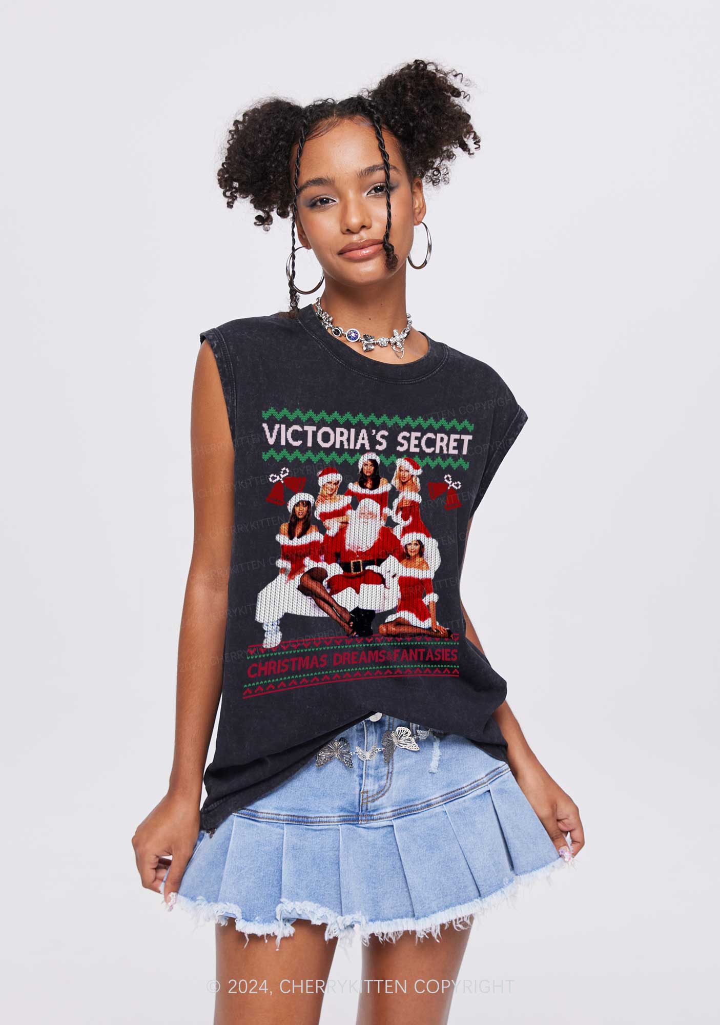 Christmas Dreams Fantasies Y2K Washed Tank Cherrykitten