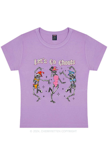 Halloween Let's Go Ghouls Y2K Baby Tee Cherrykitten