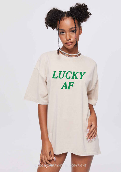 Lucky AF St Patricks Y2K Washed Tee Cherrykitten