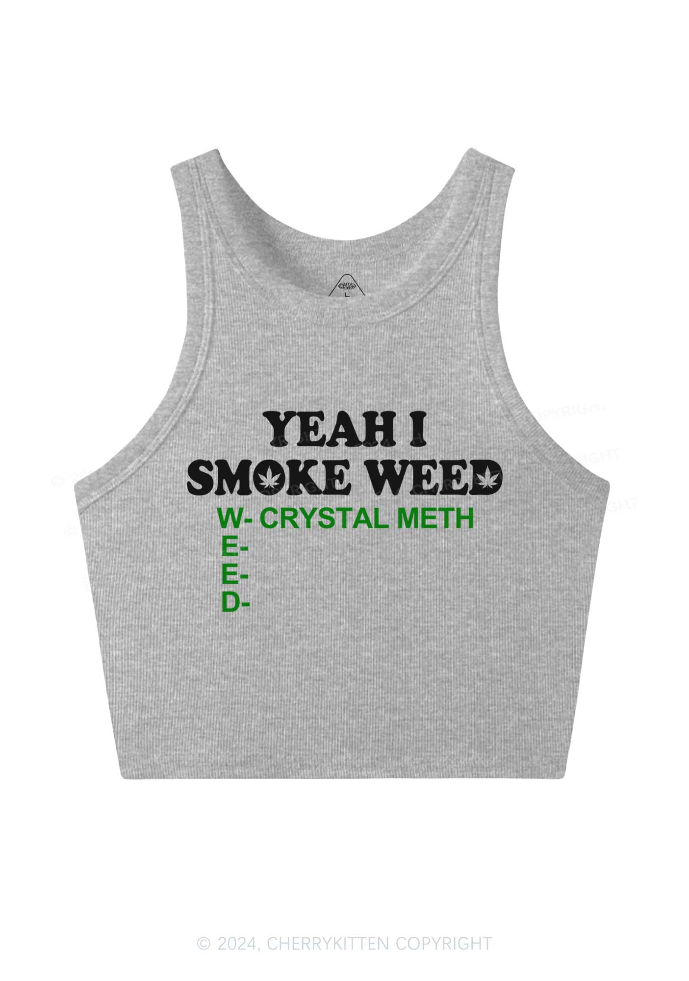 Yeah I Smoke Wxxd Y2K Crop Tank Top Cherrykitten