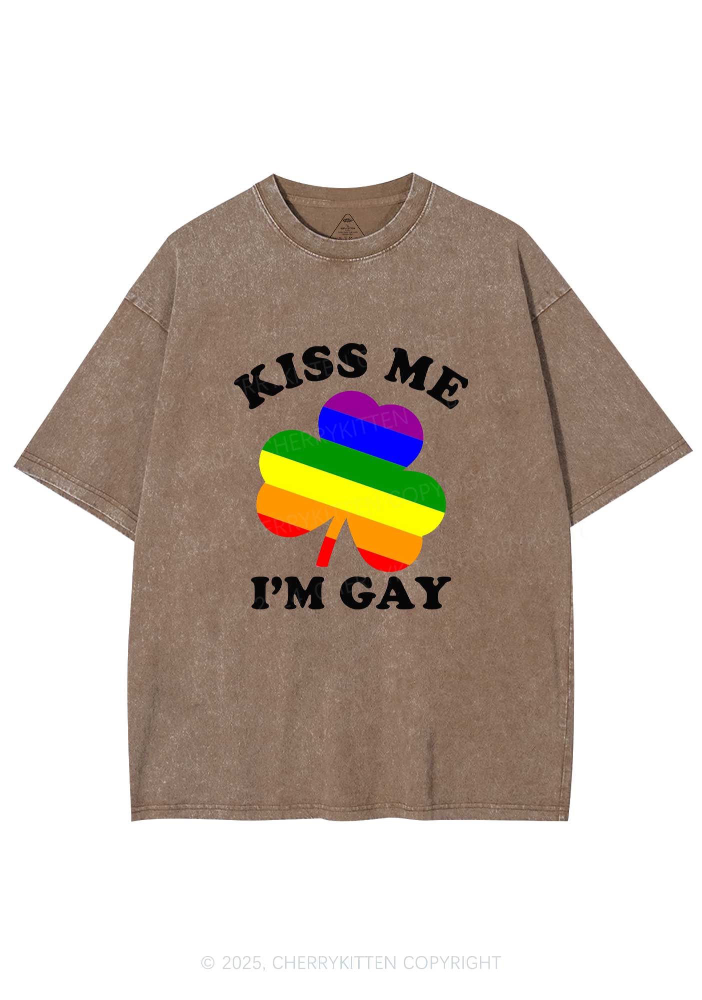 Kiss Me Im Gay St Patricks Y2K Washed Tee Cherrykitten