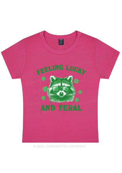 Feeling Lucky And Feral St Patricks Y2K Baby Tee Cherrykitten