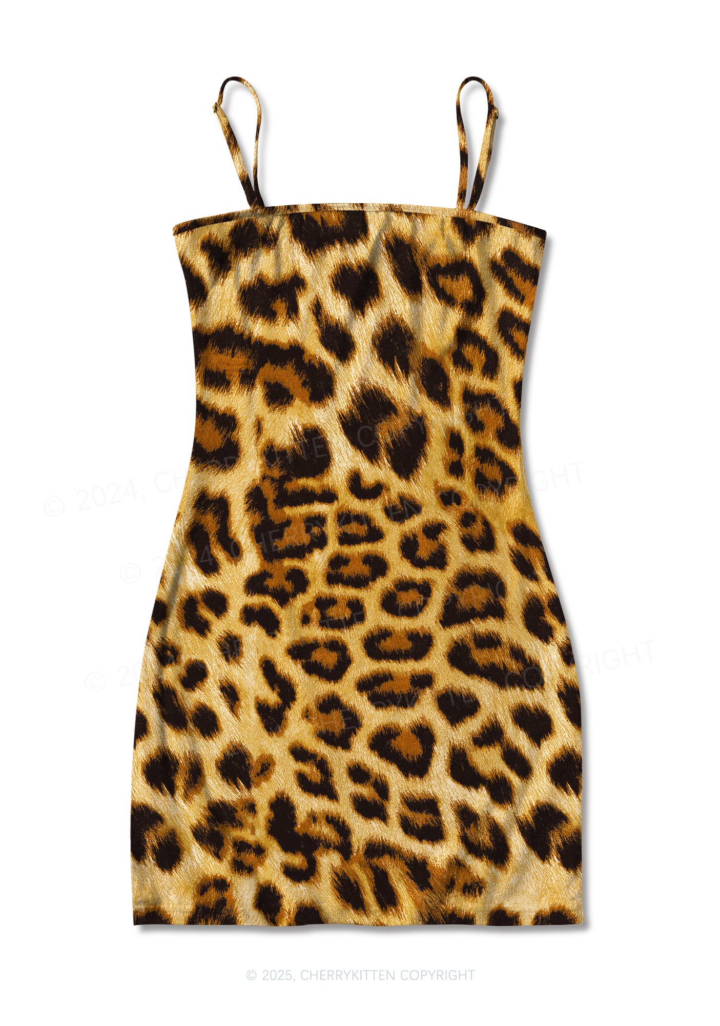 Brown Leopard Y2K Print Slip Dress Cherrykitten